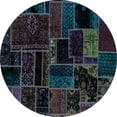 thumbnail image 1 of Ahgly Company Indoor Round Patchwork Light Blue Transitional Area Rugs, 5' Round, 1 of 4