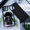 thumbnail image 4 of Funda 6D Bling Astronaut para iPhone 11, con baño líquido, brillo flotante y arena movediza, para mujer y niña, color negro (Astronauta fijo, sin soporte), 4 of 8