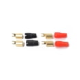 thumbnail image 3 of 3 Pairs Copper Gold Plated 0 Gauge Spade Terminal Crimp Connectors Adapters Crimp Barrier Spades for Speaker Wire Cable Terminal Plug - 0GA (Red and Black), 3 of 7