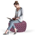 thumbnail image 2 of Abstract Pouf Cover with Zipper, Geometric Quirky Circles Forming Odd Symmetric Fractal Flower Petals, Soft Decorative Fabric Unstuffed Case, 30" W X 17.3" L, Plum Dark Fuchsia Peach, by Ambesonne, 2 of 5