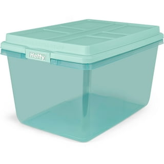 4 Pks Hefty 113 Qt.Clear Plastic Durable Storage Bin W/ Blue Hi