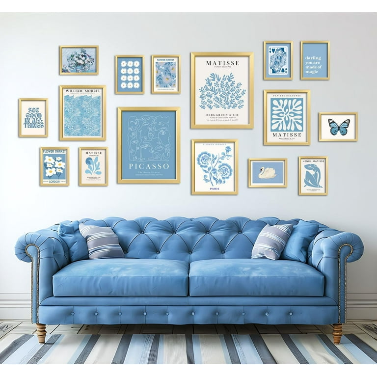 16 PCS Blue Wall Art Decor, Matisse Gallery Wall Prints for