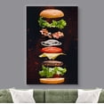 thumbnail image 2 of wall26 Canvas Print Wall Art Cheeseburger Ingredient Floating Explosion Food Culinary Photography Modern Rustic Scenic Multicolor Colorful for Living Room, Bedroom, Office - 32"x48", 2 of 5
