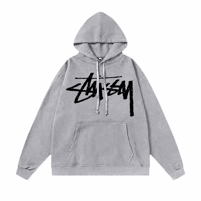 Stussy-Sudadera con capucha de algodón para hombre y mujer, suéter de manga larga con estampado, novedad de 2023