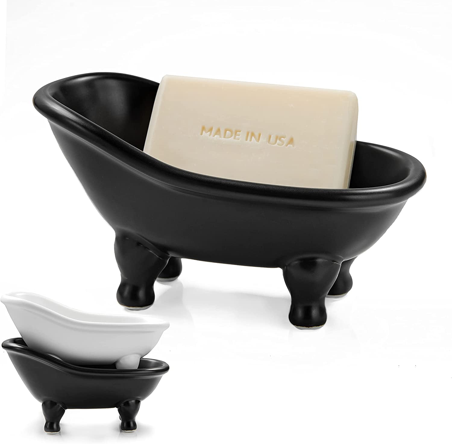 1piece 5.6 White Ceramic Mini Bathtub Soap Dish Small Planter Makeup  Organizer Container Hamster Bathtub (white) - Jxlgv