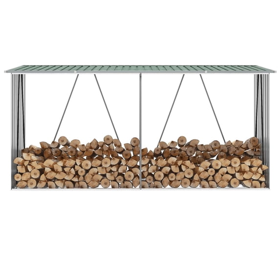 Charmma Garden Log Storage Shed Galvanized Steel 129.9"x33.1"x59.8" Green