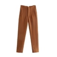 thumbnail image 3 of European and American clothing new summer style multi-color high-waisted nine-point trousers slim casual pants-burgundy-M, 3 of 7