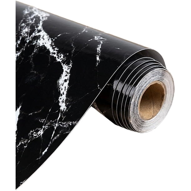Papel Tapiz Azulejo Mármol Rollo Vinil Adhesivo 10m X 60cm Negra con Blanco Piedra