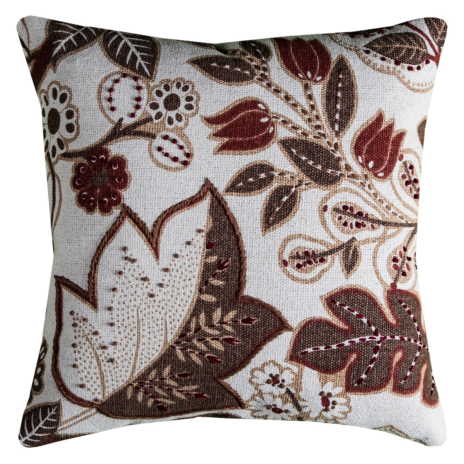 Rizzy Home Decorative Poly Filled Throw Pillow Floral 20"X20" Brown