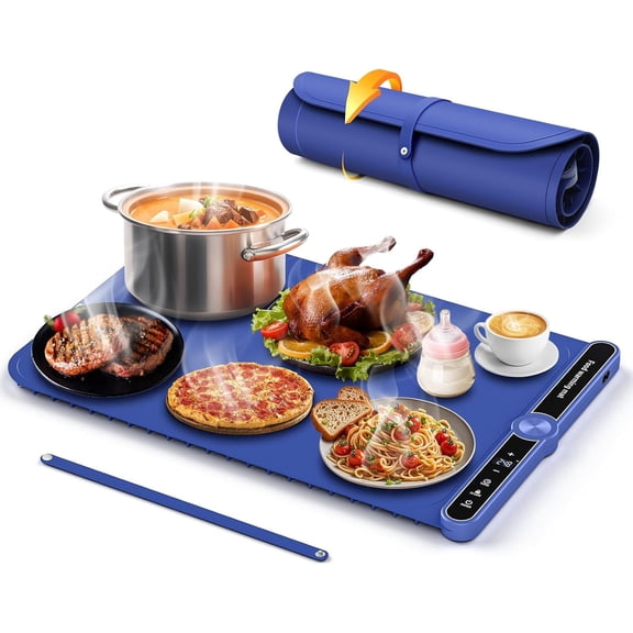 JIAJIA Electric Warming Tray, Food Warming Mat with 9 Temperature Settings Portable Food Warmer Timer Settings Quick Heating Pad for Parties Gatherings
