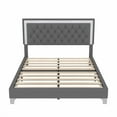 thumbnail image 6 of imerelez 3-Pieces Bedroom Sets,Queen Size Upholstered Platform Bed with LED Lights and Two Nightstands-Gray, 6 of 11
