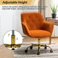 thumbnail image 3 of Swivel Task Chair With Arm, Tina's Home Rolling Velvet Tufted Back Metal Leg Teen Office Room Orange, 3 of 8