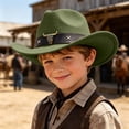 thumbnail image 4 of Bobifish Boys Cowboy Hat Wide Brim Cowboy Hat With Bull Decoration Holiday Casual Activity Hat For Sun Protection, 4 of 4