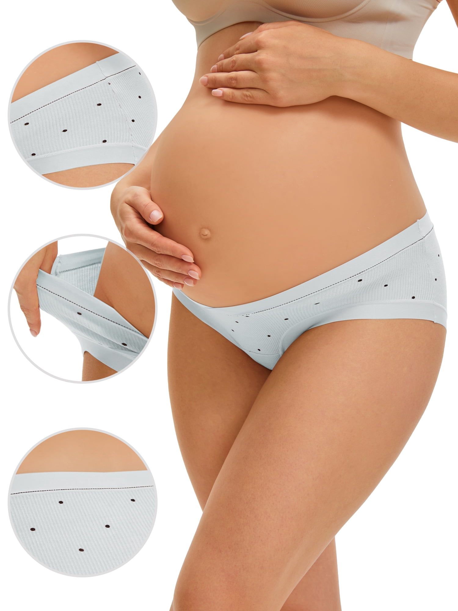 DARING DIVA Women's Low Rise Pregnancy Briefs V-Cut Waist Belly Support Underwear M Green