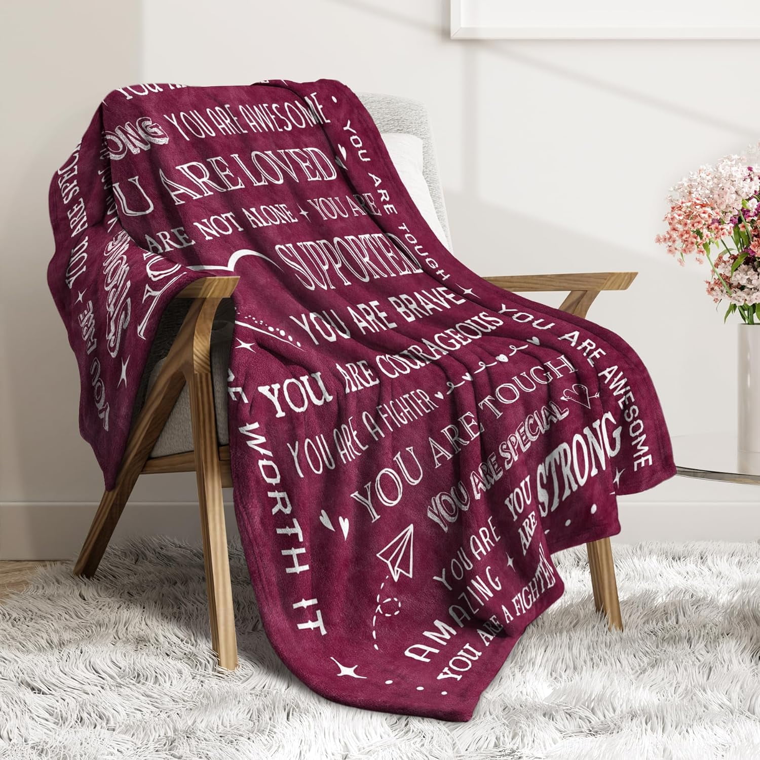 Blanket Gifts for Women Men Get Well Blanket Inspirational Gifts for Her Him Feel Better After Surgery Present Thinking of You Birthday Gift for Mom Grandma Sister Friend 60'' x 50''