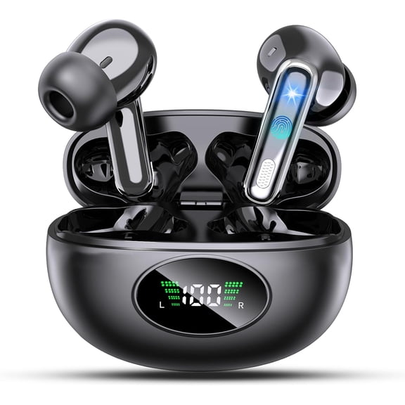 AI Language Translation Earbuds, Bluetooth 6.1 Headphones Translator for 168 Languages & Accents,IP7 Waterproof Earphones with 4 ANC Mic,Black