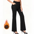 thumbnail image 2 of Womens Dress Pants Fleece Stretchy Business Casual Flare Yoga Pants Petite Lightweight Pull On Office Slacks Pockets, 2 of 9