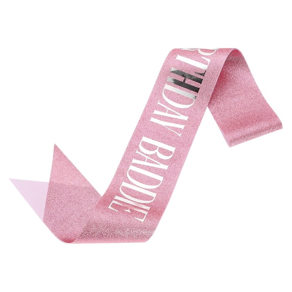 Uxcell Birthday Baddie Sash with Pin Silver Foil Lettering Party Favors Supplies Decorations Accessories for Women Costume Gifts Sweet Birth Day, Pink