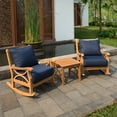 thumbnail image 4 of Cambridge Casual  Lowell Teak Outdoor Rocking Chair with Cushion Natural Teak/Navy Cushion, 4 of 5
