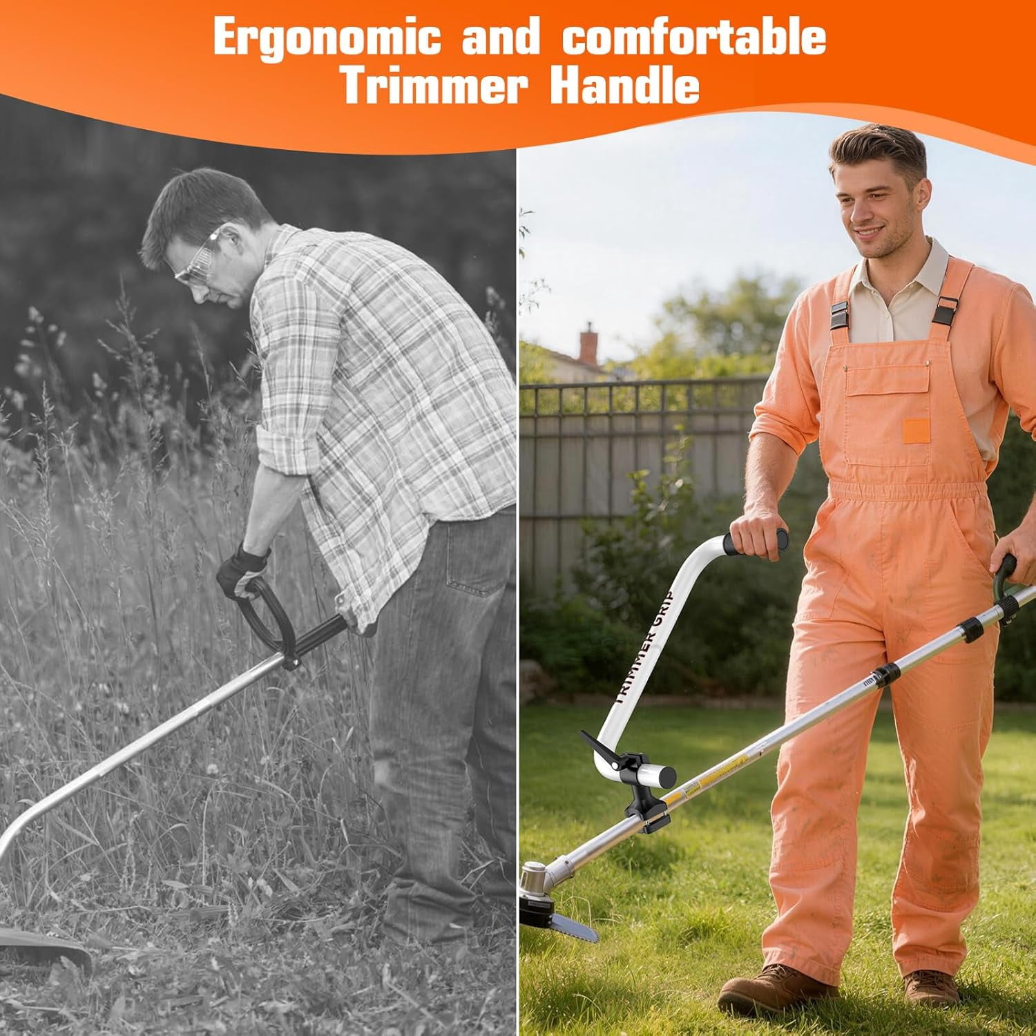 Upgraded Weed Eater Handle Extension, Ergonomic String Trimmer Grip Handle for Weed Trimmer & Weed Wacker, Adjustable Aluminum Trimmer Handle Attachment for Lawn Care