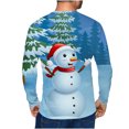 thumbnail image 3 of IROINNID Reduced Christmas Sweater for Men Round Neck Pullover 3D Snow Printed Realistic Print Tops,Blue, 3 of 5