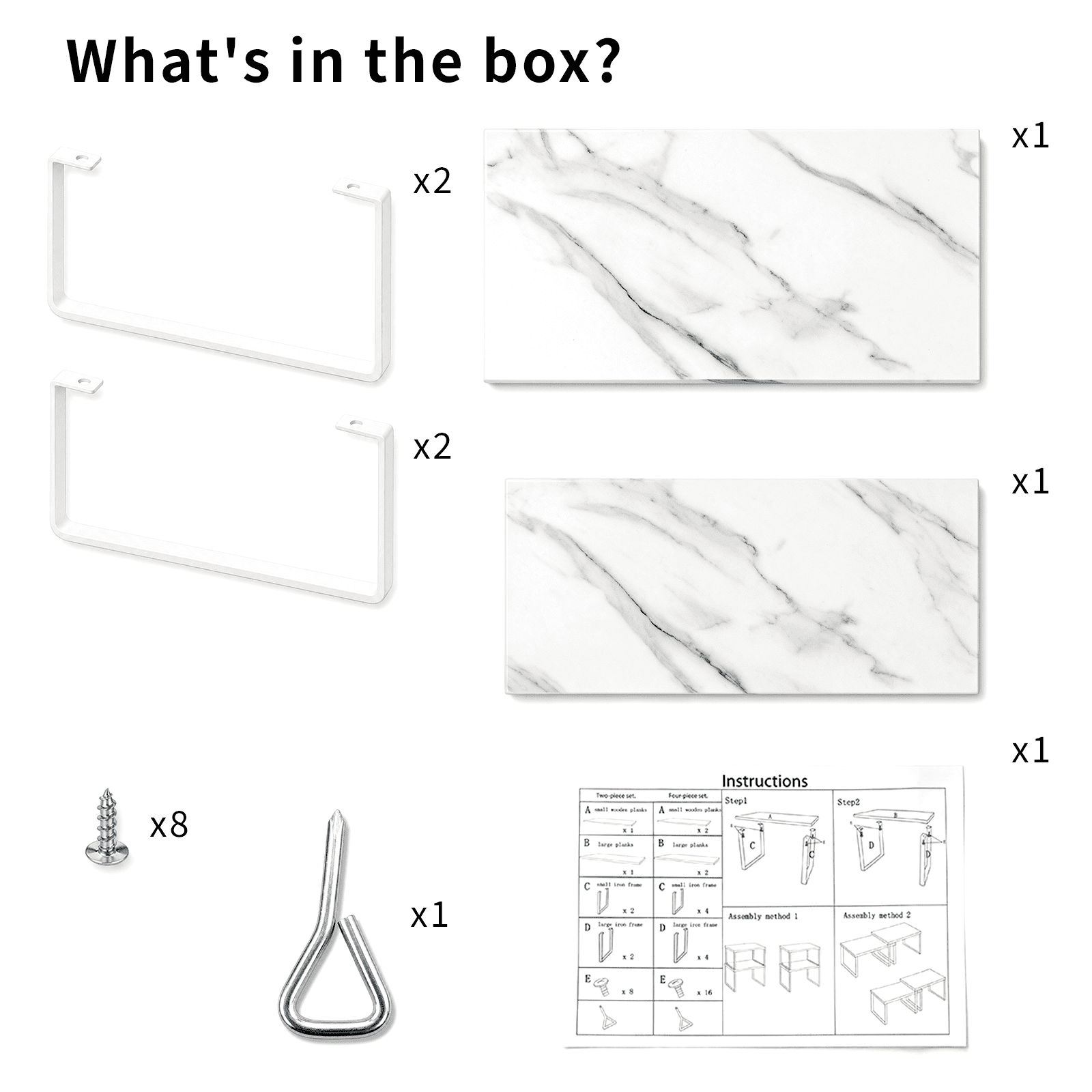 Koomade 2 Pack Cabinet Organizers Shelves,Cabinet Pantry Storage Rack, Pantry Cupboard Rack for Kitchen, 11.7''W,Marble grain + White