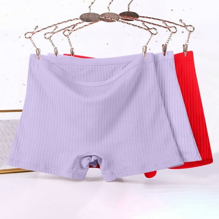 Discount Bonanza  Plus Size High Waist Briefs  Leak Proof Short Underwear  Solid Color Patchwork  3PC Set  Comfortable for Travel  Workout  Daily Wear  Womens Plus Size Clothes | Purple XL