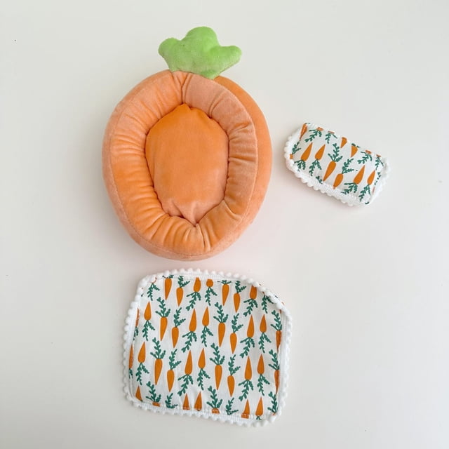 Juego de accesorios de cama para muñecas, juguete para juego de imitación, edredón de colchón impreso DIY, juego de almohadas para accesorios de muñec naranja