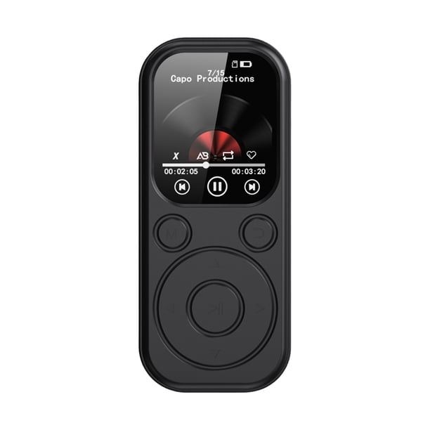 Methold Reproductor de MP3 portátil con función de radio FM y batería de larga duración Reproductor de música con Bluetooth Fácil Cables de audio/vídeo negro
