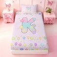 thumbnail image 3 of meiyoeat Watercolor Kawaii Stars Kids Twin Sheets,Personalized Letter K Gifts Bedding For Girl,3 Pieces,1 Fitted Sheet and 1 Pillowcase, 3 of 6