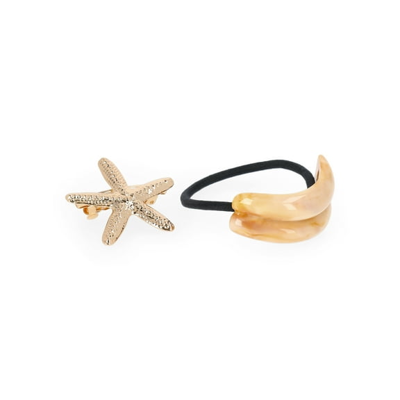 Time and Tru Women's Starfish Barrette and Hair Cuff Set, 2-Piece