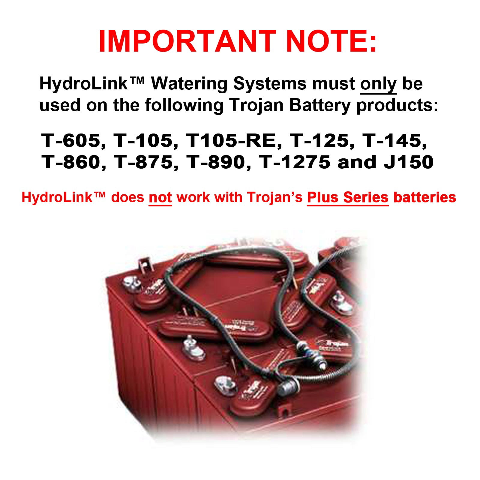 Trojan HydroLink Watering System for 36V Universal 6V Battery Kit Plus HANDPUMP