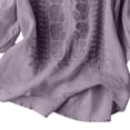 thumbnail image 5 of Babysbule Women's Cotton Embroidered Notch V-Neck Elbow Length Sleeve Casual Boho Top for Daily and Weekend Wear, 5 of 5