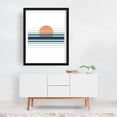 thumbnail image 2 of Abstract geometric sunset with orange sun - Illustration Minimalist Abstract Sunset Geometric Modern Art Pastel Beach House Black Framed Wall Art Print 5 x 7 inches, 2 of 3