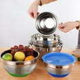 thumbnail image 6 of Stainless Steel Salad Bowl with Silicone Bottom Lid Cooking Baking Home Kitchen, 6 of 10