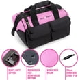 thumbnail image 4 of Pink Tool Bag for Women -16" Tool Tote Bag w/ 22 Storage Pockets - Womens Small ToolBag Ladies ToolB for Hand Tools, Power Kits & More - Womens Zipper Toolbag Caddy Organizer, 4 of 4
