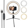 thumbnail image 1 of LED Ring Light 10" w/Mount Kit & Stand For Camera Phone Selfie Video Live Stream, 1 of 10