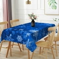 thumbnail image 2 of Nanqianyi Christmas Winter Snowflake Tablecloth 60 x 84 Inch for Rectangle, Blue Snowflakes Water Proof Table Cloth for Xmas Dinner Decor, 2 of 11