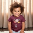 thumbnail image 3 of 1st Birthday Rocket Astronaut Themed T-Shirts with Moon Balloon and Planets for Boys and Girls Vintage Burgundy Shirt 12 Months, 3 of 4