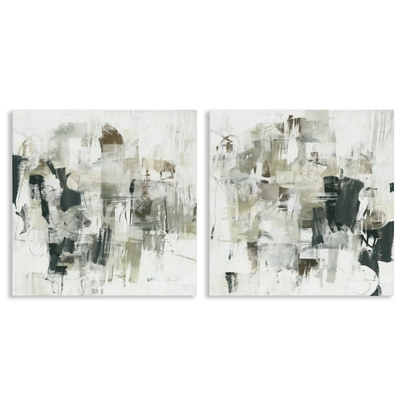 Stupell Industries Distressed Pale Paint Abstract Painting Wrapped Canvas Art Print Wall Art, 17 x 17, Set of 2