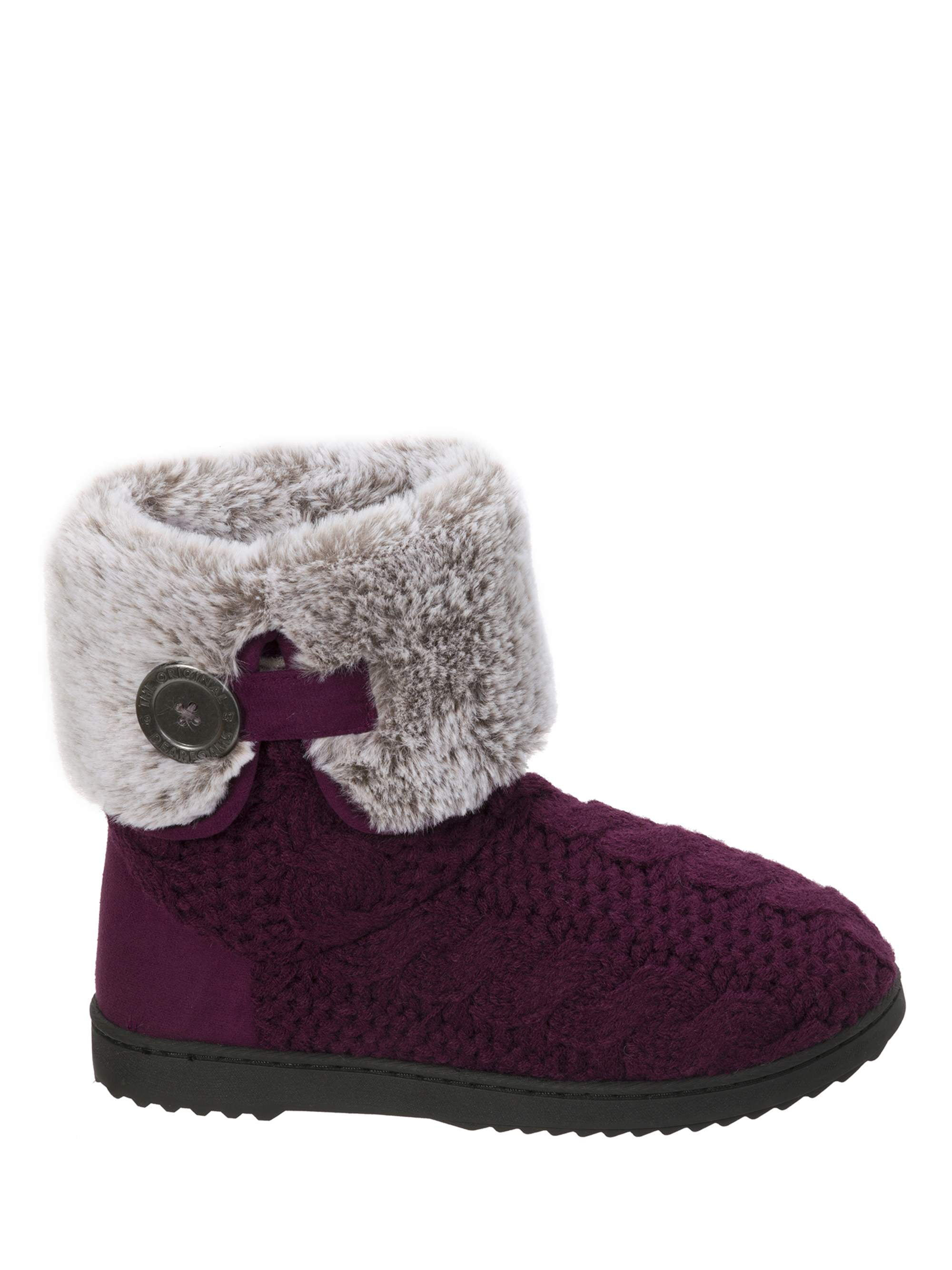 Dearfoams Women's Cable Knit Boot Slippers