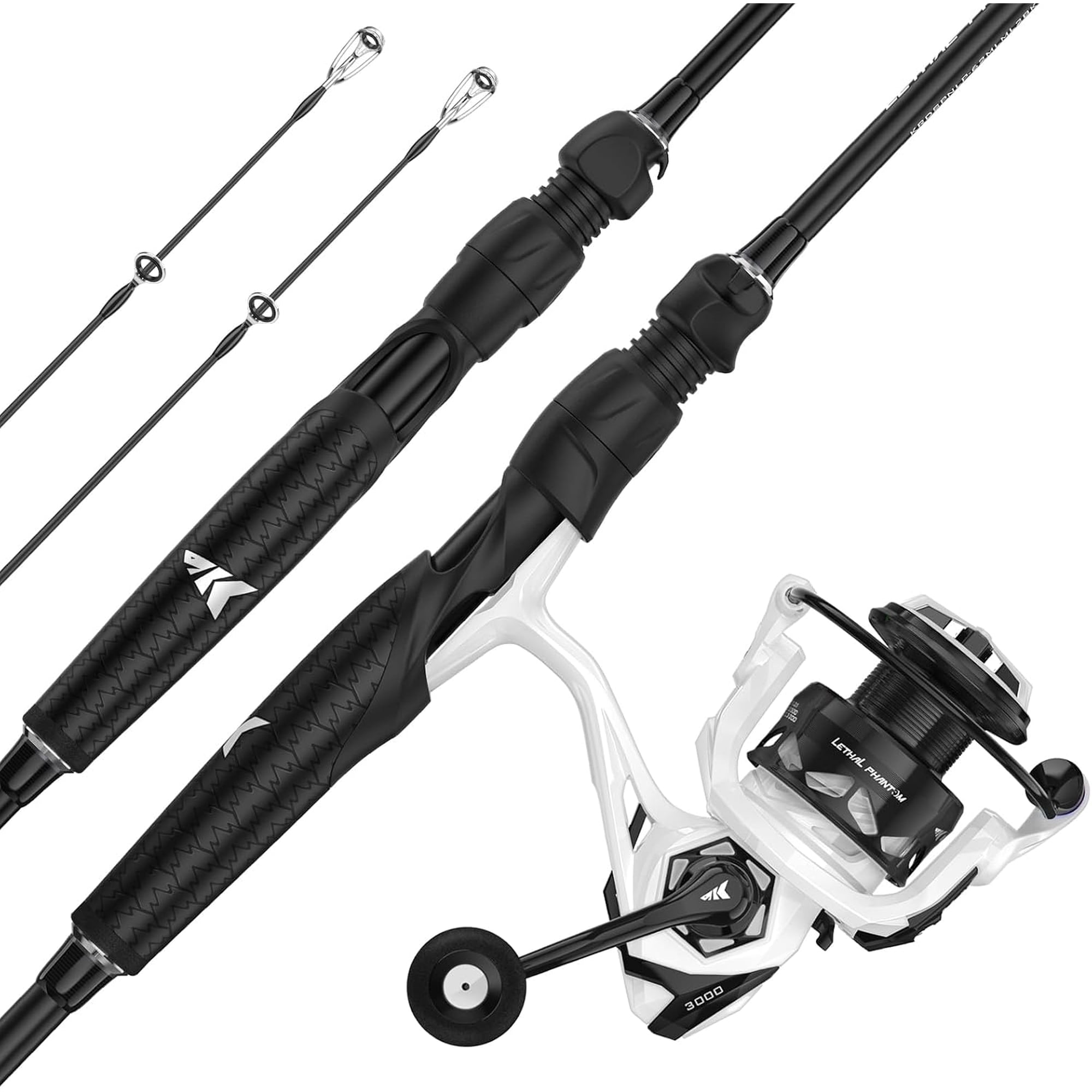 KastKing Lethal Phantom Twin-Tip Spinning Fishing Rod and Reel Combo 3000 Reel 7 4 MH Rod IM6 Graphite 2-Piece