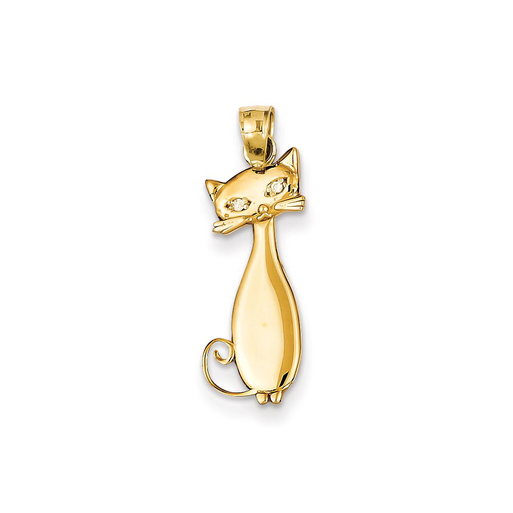 23mm Silver Yellow Plated Cat Charm