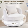 thumbnail image 2 of Ebello Swivel Accent Chair, 360° Round Swivel Barrel Chair with Pillow, Widened Upholstered, Lamb Wool Fabric Detachable Cushion for Living Room, White, 2 of 10