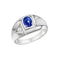 thumbnail image 4 of Rylos  Sterling Silver Classic 6X4MM Oval Blue Star Sapphire & Sparkling Diamond Ring - Birthstone Jewelry for Men -Size 8, 4 of 8