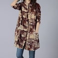 thumbnail image 1 of POINTERTECK Chemise Mi-Longue en Coton et Lin à Manches Longues pour Femmes, Col Imprimé, 1 of 6