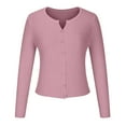 thumbnail image 4 of Women Cropped Cardigan Bolero Shrug Long Sleeve Button Down Knit Sweater Ribbed Y2K Fitted Cover Up for Dresses, 4 of 7
