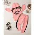 thumbnail image 2 of 5T Baby Girls Outfits 6T Girls Fall Winter Clothes Little Girls Long Sleeve Letter Print Hooded Top Pants 2PCS Set Pink, 2 of 7