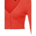 thumbnail image 4 of A2Y Women's Solid Cropped Bolero 3/4 Sleeve Button Down V-Neck Cardigan Sweater Fiesta 4XL, 4 of 5