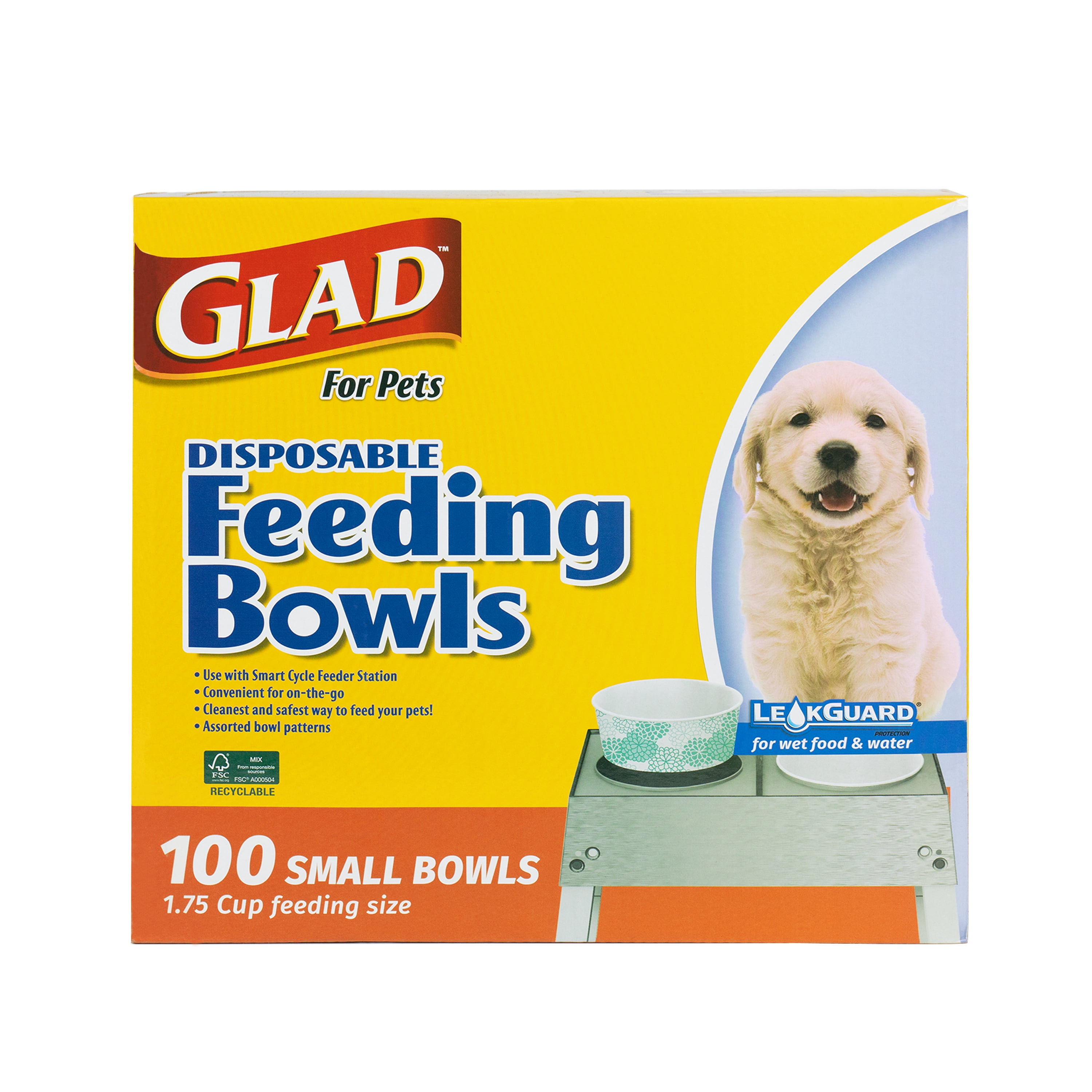 Glad for Pets Disposable Feeding Bowls | Small Disposable Dog Bowls in  Assorted Designs Cup Feeding Size, 100 Count - Dog Bowls are Great  for Dry and Wet Dog Food or Water 